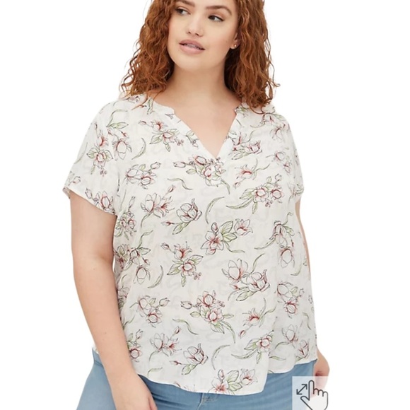 TORRID Floral V-Neck Women's Top - Picture 4 of 4